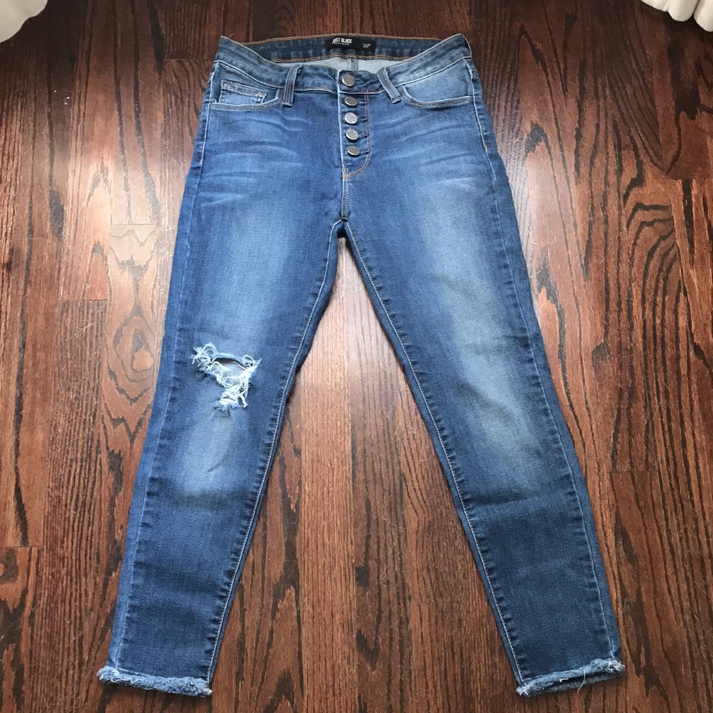 Just Black Button Fly Cropped Jeans